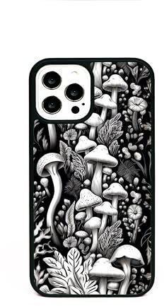 Mushrooms Cottagecore Black And White Phone Case/Cover Compatible with iPhone XR Rubber