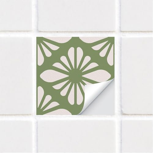 Alwayspon 25PcsX15cm/6inch Tile Sticker, Green Self Adhesive Stick on Tiles Transfer Sticker for Bathroom Kitchen, Splashback for Cooker, Peel and Stick Adhesive Vinyl Wall Tiles Sticker
