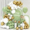 Kit Arco Palloncini Compleanno - 102 Pezzi Con Bianchi e Oro, Verde Salvia per Decorazioni Compleanno, Laurea, Battesimo Bambino, Matrimonio
