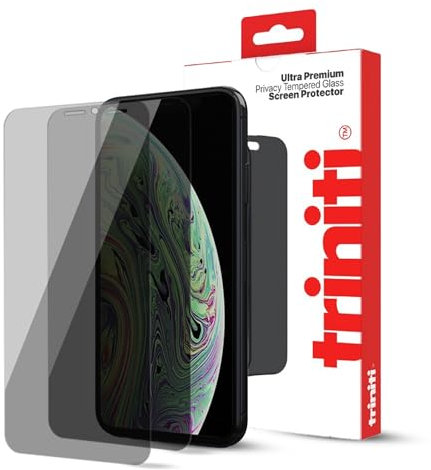 TRINITI 2-Pack, Full Coverage Privacy Screen Protector designed for iPhone X, iPhone XS, iPhone 11 Pro, 5.8-Inch, Anti Scratch, Impact Protection, 9H Hardness Tempered Glass Film Case-Friendly