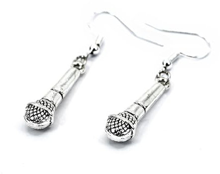 Microphone Earrings, Ideal Music Gift, Drop is 2.5 cm, Singers Present, Handmade in Cornwall