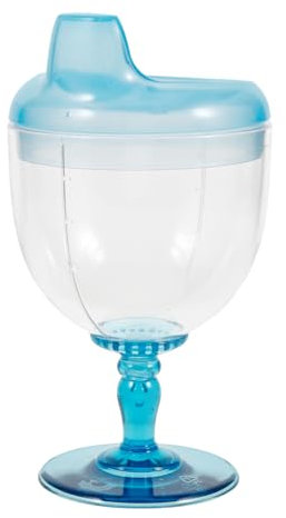 Qumiirity Gobelet à Pied Bouteille d'Enfant Plastique Tasse de Yaourt Répandre Siroter Tasse d'Entraînement Anti Fuite pour Bébé - 180 Ml, Bleu