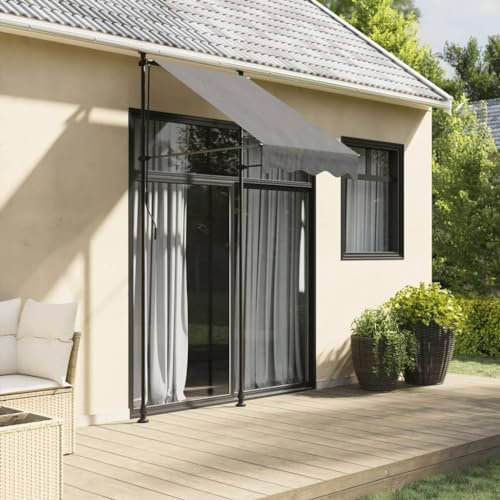 Tidyard Markise Wasserabweisend Klemmmarkise Balkonmarkise Außenmarkise Sonnenschutz Terrasse Balkon Garten Einziehbar Anthrazit 100x150 cm Stoff und Stahl