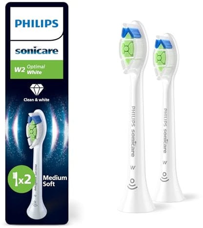 Philips Sonicare W2 Optimal - têtes de brosse à dents de rechange d'origine, blanc, lot de 2, HX6062/87