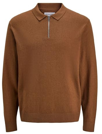 JACK & JONES Jjeemil Knit Polo Half Zip LS Noos, Monks Robe, XL