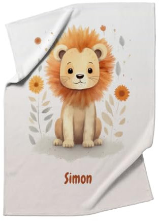 fotobar Kuscheldecke - Namensdecke Kleiner Löwe personalisierbar Multi 125 x 155 cm