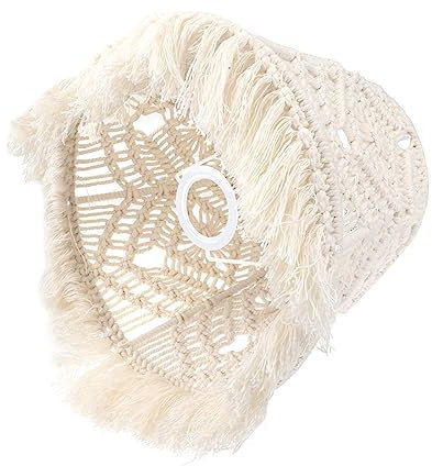 WHAMVOX Stehlampe Für Wohnzimmer Makramee Gewebter Lampenschirm Boho Stil Handgefertigter Makramee Lampebezugschatten Aus Baumwolle Für Schlafzimmer Dekoration