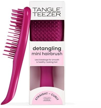 Tangle Teezer Mini Ultimate Detangler, Haarbürste Rosa – Kompakte Entwirrbürste für nasses Haar – Sanftes Kämmen ohne Ziepen – Anti-Frizz, vegan & tierversuchsfrei – Mit ergonomischem Griff