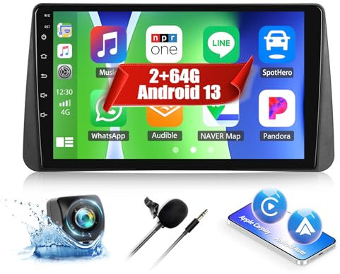 CAMECHO 2+64G Android 13 Autoradio per FIAT TIPO/EGEA 2016-2020, 9 Pollici Wireless Carplay Bluetooth HD Touchscreen Radio con GPS WIFI FM/RDS Mirror Link +Camera Posteriore Canbus