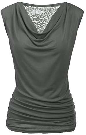 ZEAGOO Womens Tops Cowl Neck Vest Tops V-Neck Blouse Stretch Ruched Tops