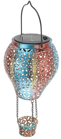 KONTONTY Solar Iron Hot Outdoor Hanging Solar Light Garden Landscape Decorative Lamp Hollow Projection, Colorful Single for Yard