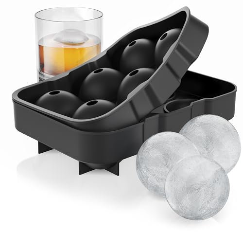 Stampo Cubetti di Ghiaccio con Coperchio, Vassoio per Cubetti di Ghiaccio in Silicone, 6x 4,6 cm Ghiaccio Facili da Rilascio a forma di Sferica Palla, cocktail whisky succhi di frutta cioccolatini