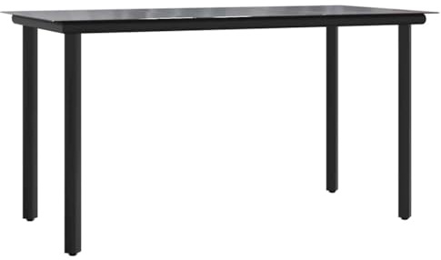vidaXL Garten-Esstisch Schwarz 200x100x74 cm Stahl und Hartglas