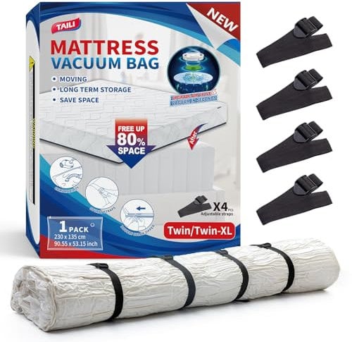 TAILI Vacuum Storage Bag Mattress Vacuum Bag Extra Large for Moving and Storage Reusable Space Saver Vacuum Seal Bag for Mattress, Super King Size Duvet Save 80% More Space, 230 x 135 CM