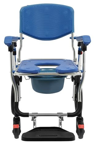 Ealtqund Dusch Toiletten Rollstuhl mit EVA-Sitz, Klappbar Toilettenstuhl Höhenverstellbar, Multifunktional für Bad, WC & Alltag - Max. 125kg Tragkraft, Muttertagsgeschenk