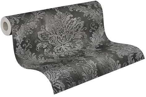A.S. Création History of Art 2 Non-Woven Wallpaper Ornament 10.05 m x 0.53 m - Grey, Black, Metallic - Wallpaper Baroque for Living Room Bedroom - 790496
