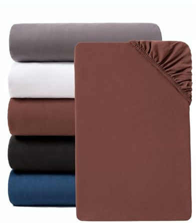 Lumimi Spannbettlaken Spannbetttuch Bettlaken aus Mikrofaser, 140cm x 200cm für Matratzen bis 30cm Höhe, Superweich Schlafkomfort Rundum Gummizug Faltenfrei Formstabil Pflegeleicht Braun