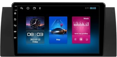 Radio Android 15 para BMW X5 E39 E53 1999 2000-2006 Pantalla QLED 9 Wireless Carplay/Android GPS BT 4G/WiFi USB FM/RDS Control Volante(8GB+256GB)