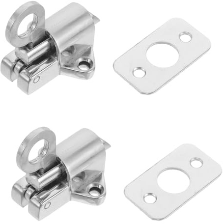 DEARMAMY 2-Pack Self-Closing Bolt Latch Lock Spring Loaded Gate Door Lock with Pull Ring Automatic Security Door Bolt for Attic Window and Gate