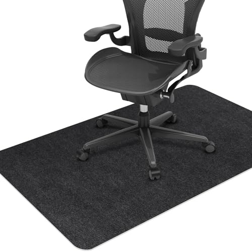 VZXZXE Bodenschutzmatte Bürostuhl Unterlage 140x90cm, Kratzfeste Schreibtischstuhl Unterlage für Parkett und Hartböden wie Laminat & Fliesen, rutschfeste Stuhlunterlage aus Polyester, Dunkelgrau