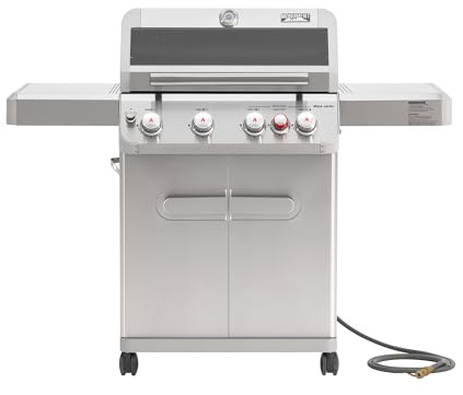Monument Grills 4+1 Burner Natural Gas Grill with Natural Gas Hose, 50,000 BTU Stainless Steel Outdoor Patio Barbecue Grill, Broil Zone Fast Heating, Knob Lights, and Easy Cleanup, M415BZNG