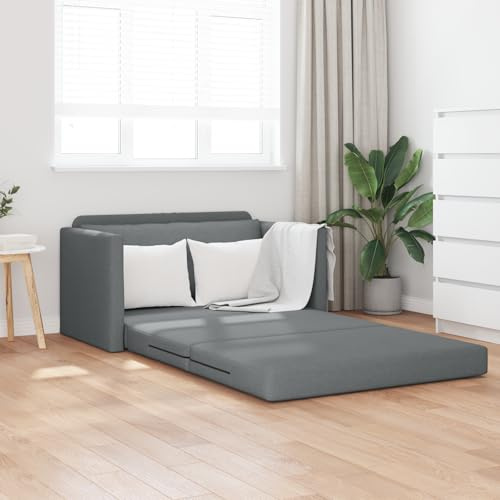 ROMHZKS Dunkelgraues Boden Sofa Bett 2-in-1 mit Holzrahmen – Platzsparendes Gästebett für kleine Wohnungen, strapazierfähige Polster und Pflegeleichte Umwandlung