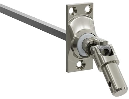 DIWARO.® | Rolladen Gelenklager G008, 45 Grad Umlenkung, Grundplatte 22 x 52 mm mit 3 Befestigungslöcher, Kurbelzapfen Anschluss 11,9 mm, Antrieb zum Rolladengetriebe 6 mm Vierkant