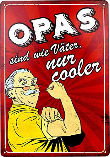 Blechschild Retro - Opa's sind wie Väter, nur cooler - 20x30cm - Originelles Geschenk für Opa, Vintage Metallschild zur Dekoration