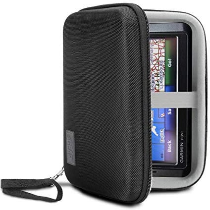 USA Gear Harte Schale Elektronik Reisetasche 19 cm mit wetterbeständiger Außenseite und großem Zubehörtasche - Kompatibel mit GPS, Ladegeräten, Festplatten und mehr Elektronik - Schwarz
