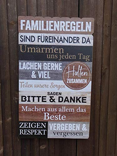 Dekoratives Schild Familienregeln Familie family rules MDF 50 x 30 cm