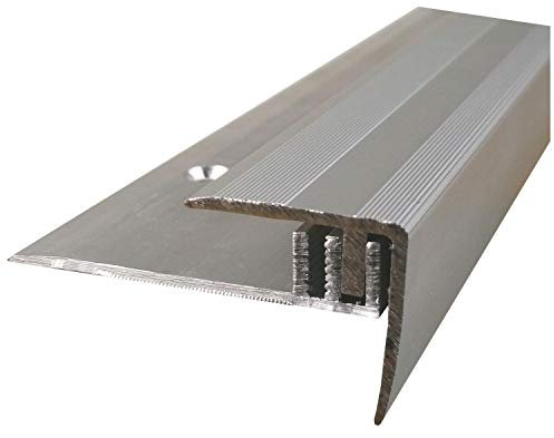 ufitec Profilsystem für Parkett- und Laminatböden - für Belagshöhen von 7-15 mm - viele Farben lieferbar (Treppenkantenprofil, Silber, 270 cm länge)