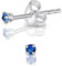 Pendientes Pequeños Mujer Plata de Ley 925 con Cristal Swarovski 2 mm - Pendientes Zafiro Azul - Pendientes Mujer de Colores - Aretes Pequeños Plata de Ley 925