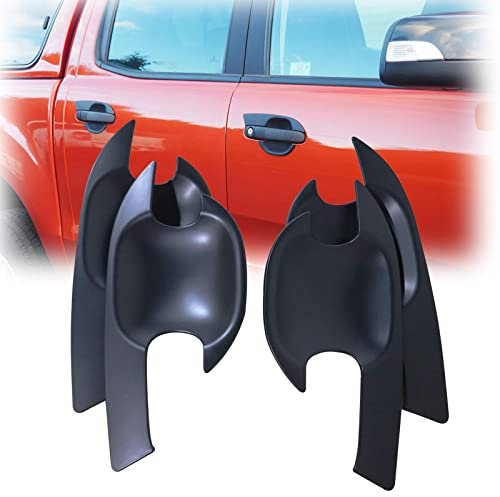 JHCHAN Autotürgriff Einsatz Schüsselabdeckung Griff Cup Guard für Ford Ranger Wildtrak T6 T7 T8 2012-2022 ABS Mattschwarz Universal Schüsselabdeckung (2012-2022)