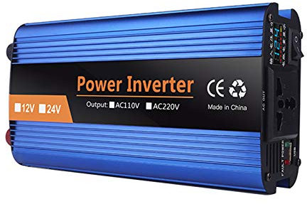 WSHA Inversor de Coche DC12 / 24/48 a AC 220V Inversor de Corriente de Coche Adaptador convertidor de Cargador de Onda sinusoidal modificada + Pantalla LCD,12v,1200W