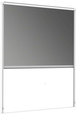 Windhager Cool 03289 - Zanzariera per Finestra con Telaio in Alluminio, Protezione dal Calore, Protezione dalle zanzare, Kit Fai da Te, 100 x 160 cm, Colore: Bianco