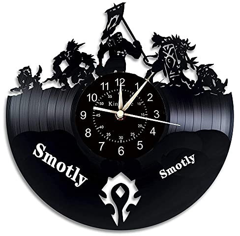 Smotly Vinyl Wanduhr World of Warcraft Thema Wanddekoration Uhr Home Dekoration Geschenk von Retro Dämon Illidan Charakter (Geschenkhaken)