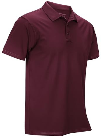 33,000ft Herren Poloshirt Golf Shirt UPF50+ Sonnenschutz Sommer Kurzarm Tshirts Schnelltrocknend Performance Sportshirt Outdoor Einfarbige Poloshirts für Männer zum Golfen Tennis Dunkelrot XL