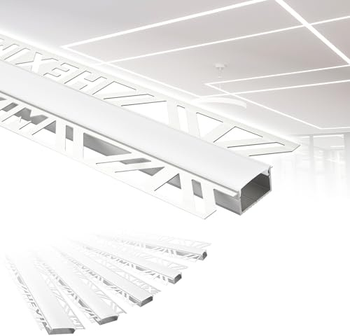 HEXIM LED Trockenbauprofil Alu Unterputzprofil LED Profil (40 Meter / 20 Profile) inkl. Abdeckung opal Trockenbauleiste Einbauprofil Schiene Decke Wand (ALED-2, Leuchtbreite 20mm)