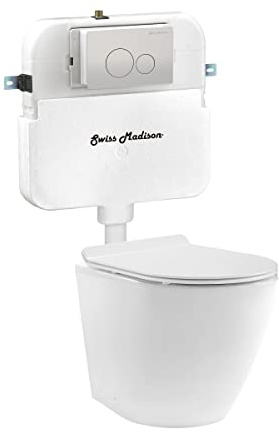 St. Tropez Back to Wall Concealed Tank Toilet Bowl Bundle in Glossy White