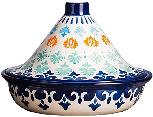 MXXHFC Cazuela Olla Tajine De 25 Cm, Olla Pintada A Mano Olla De Cerámica Olla De Cocina para Cocinar Y Guisar Cazuela Olla De Cocción Lenta Cazuela De Hierro Fundido Sin Plomo