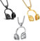3 PCS Headphones Necklace Pendant with Chain Silver Black Gold | Gift for Music Lovers Fans | Beautiful Stylish Unique Design | Musical Jewellery | Headphone Jewelery | Present for men or women