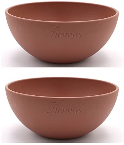 Magu 2x Mueslischale Individuell mit Gravur 16cm mit Namen personalisiert Biopolymer | Osternest Bio Kunststoff 100% Erdölfrei Salatschüssel - Müslischüssel Namensgravur 138062 terra