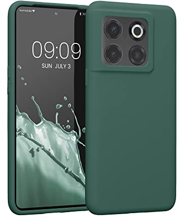 kwmobile Handyhülle für OnePlus 10T 5G Hülle - Case Silikon - Kabelloses Laden - Schutzhülle Cover in Tannengrün