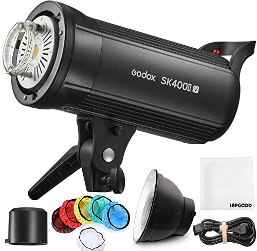 GODOX SK400IIV Flash da Studio LED 400W con Attacco Bowens, Sistema Wireless 2.4G X GN65 5600±200K Lampada pilota LED Luce Video Kit SK400II-V, GODOX SK400II V per Fotografia in Studio