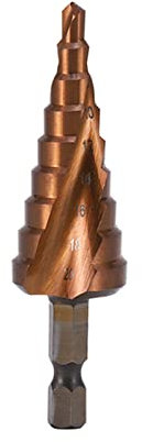 1 Pcs Step Drill Bit, 4-20 mm Cone Drill Bit, Metric Spiral Drill Bits, M35 Cobalt Plating, Hex Shank Quick Change For Metal, Wood, Plastic
