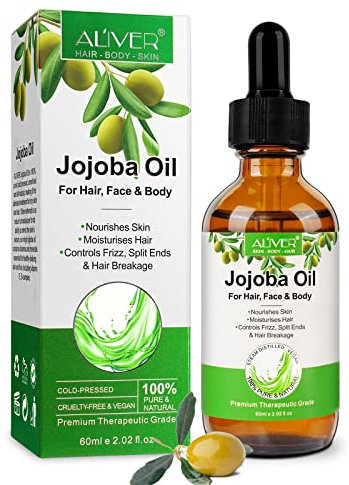 60ml Jojobaöl Bio, 100% rein, natürlich und kaltgepresst - für Haare, Gesicht, Körper, Nägel, jojobaöl bio kaltgepresst, reich an Vitamin E für gesunde Haut, cruelty-free