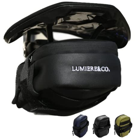 Lumiere & Co. Medium Bike Saddle Bag – 0.5L | 6″ × 3″ × 1.5″ | Sleek Minimalist Design, Secure Hook & Loop Strap (Black, Medium)