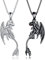 YFN Drachen Halskette Sterling Silber Kette Paar von 2 weißen und schwarzen Charme Drachen Anhänger für Frauen