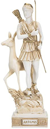 Göttin Artemis Diana griechische Statue Natur Mond Goldton Alabaster 26,7 cm