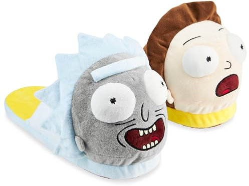 RICK AND MORTY Men's Slippers - 3D Plush Warm Indoor House Shoes Men Teenagers Size 5-10 Non Slip Sole - Gifts for Him (Multicolour, 8/9 UK)